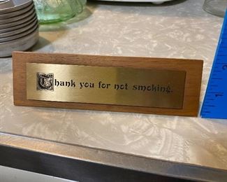 Thank you for not smoking sign $5.00