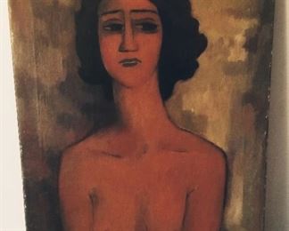 August Mosca (1907-2003) oil portrait 25x18  canvas