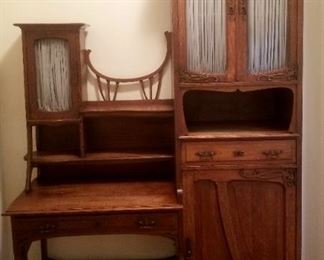 Beautiful Art Nouveau combination desk and cabinet-in excellent overall condition!