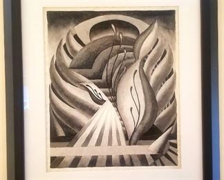 Original Anders Aldrin geometric watercolor-originally from Sullivan Goss Gallery