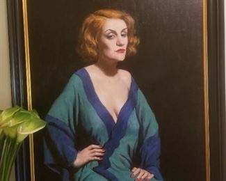 Large 36x30 oil portrait-Titled "Attitude"  by Joseph Mason Reeves (1898-1973)