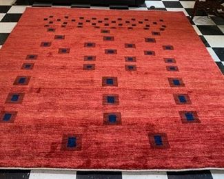 Hand woven modernist wool rug-8ft x 9 ft