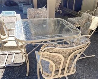 Square dining table and four rocking armchairs $140