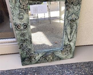 Terrific indoor or on a covered patio carved mirror $40
