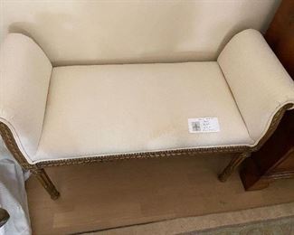 Antique rolled edge bench fair condition $590 measures 38"w x 16"d x 24.5"h. small spot of discoloration