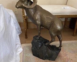 Bronze statue of a Big Horn Sheep signed by the artist, Ed Pettelle $2800