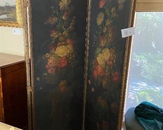 Thee panel antique screen in excellent condition early 19th century $3200