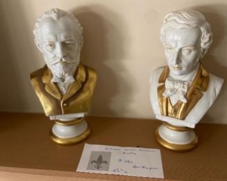 Pair of German porcelain busts $380 7.5"h