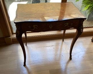 Antique french diamond pattern table circa 1800 excellent condition $1800 measures 17"d x 28.75"w x 29.25"h