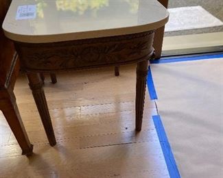 Antique top single drawer marble top table $480