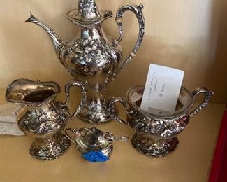 Antique Sterling three piece tea service 37.1 oz. $1600 Sterling mustard pot has sold