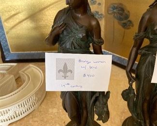Antique spelter statue of Diana of the Hunt $400 19th Century