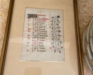  Manuscript page from "Book of Hours" Paris 1410 month of November $500