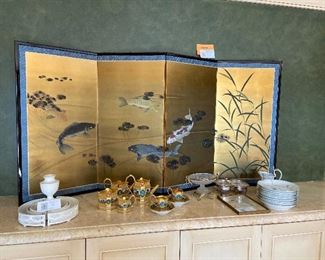 Hand painted Koi Screen 72"l x 36"h from Gumps $1900 or best offer