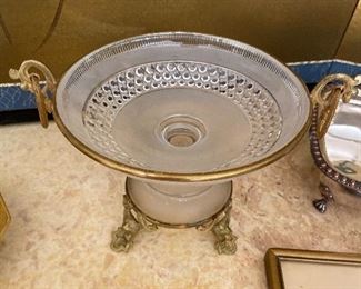 Brass and Glass Tazza - empire style $250 