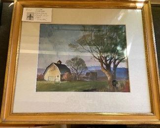 Original watercolor farm scene signed lower right $250