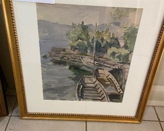 Original watercolor "Boats" $250 signed Fay B. or best offer