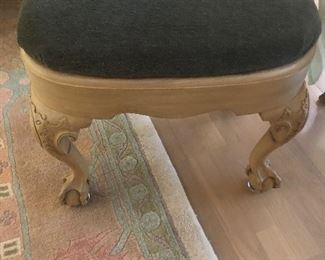 19th century antique claw foot footstool $240 15" x 19" x 20.5"h