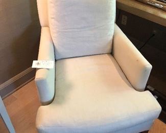 Upholstered linen chair as found - some dirt asking $120 27"w x 32"d x 31"h