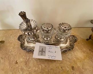 Victorian desk set - sterling as found