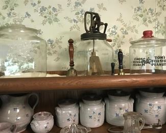 Vintage cookie jars and churns
