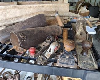 Antique tools and gaiters