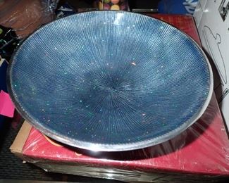 SILVER BOWL WITH BLUE 
