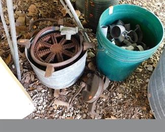 propane cooker, fence parts, crank type grinder