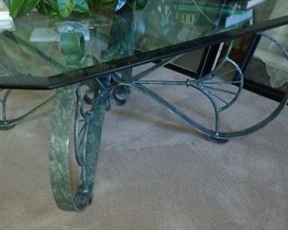 GLASS AND IRON COFFEE TABLE