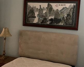 Asian Art, Full Bed Frame Upholstered Headboard