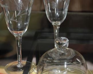 Etched crystal glasses