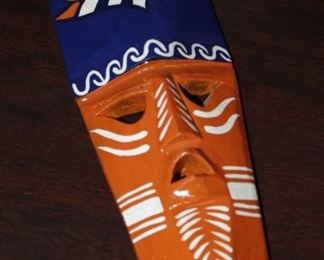 Denver Broncos Painted Wood Carved Mask