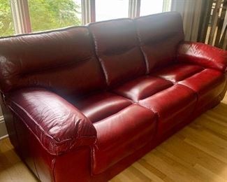 Red leather sofa