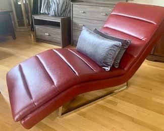 Red leather lounge chair