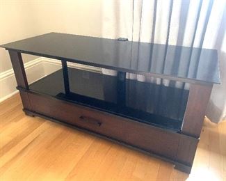 Black glass TV stand