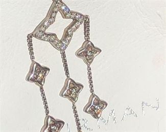 David Yurman diamonds and silver earrings 14kt posts,from the Quaterfoil collection