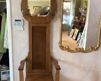 Small Hall Tree with mirror & seat 
