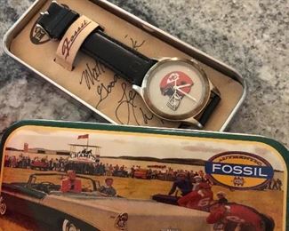 Fossil watch with signed greeting from Len Dawson