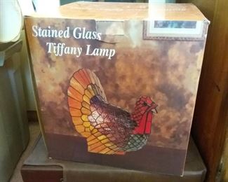 Stained Glass turkey lamp w/box