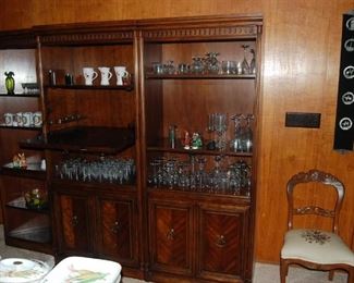 3 of 4 pieces, 2 corner cabinets, A Bar and bookcase, sold separately