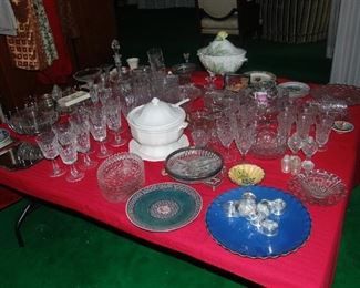 Crystal and serving pieces and dishes