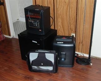 Heater, fridge, Dell briefcase and a Shredder