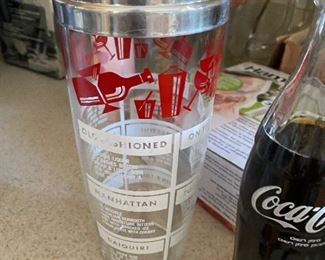 Vintage Cocktail Shaker & Sealed Coke Bottle