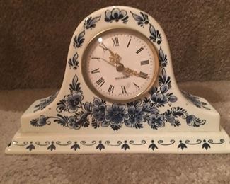 Blue and White Mantle or Desk Clock