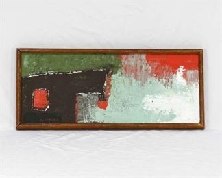 M. Chavez Abstract White Orange & Black Landscape