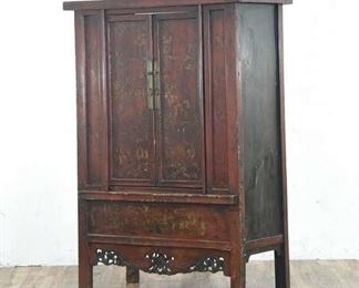 Antique Repurposed Carved Asian Entertainment Cabinet
