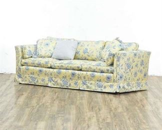 Cottage Chic Blue Floral & Yellow Sofa- Missing Foot