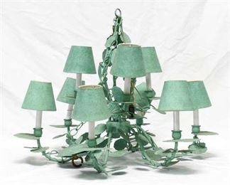 Concord Lighting Patina Green Leaf Motif Light Fixture