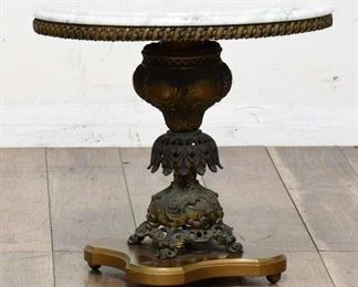 Vintage Hollywood Regency End Table W Marble Top