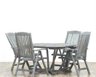Set 5 Weathered Gray Outdoor Patio Table & Chairs